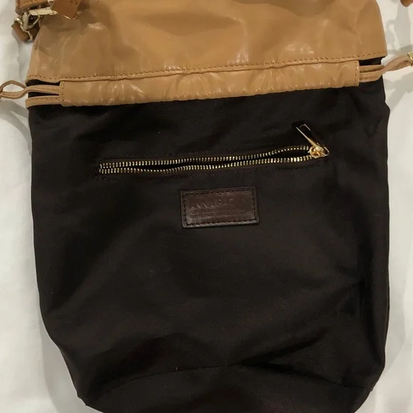 Anna Paola Leather bucket bag Green and light brown - Picture 13 of 16